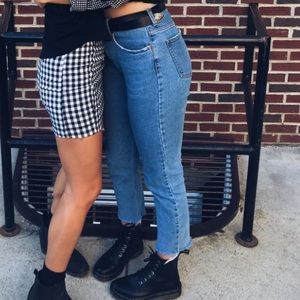 Bershka high waist denim jeans w/ distressed hem